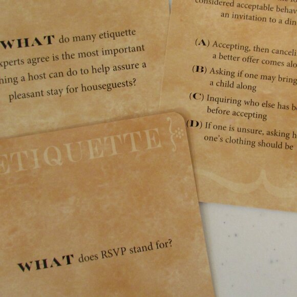 RSVP Etiquette Through the Ages Quiz Card Deck Angelina Keating Knowledge Cards - Picture 8 of 9
